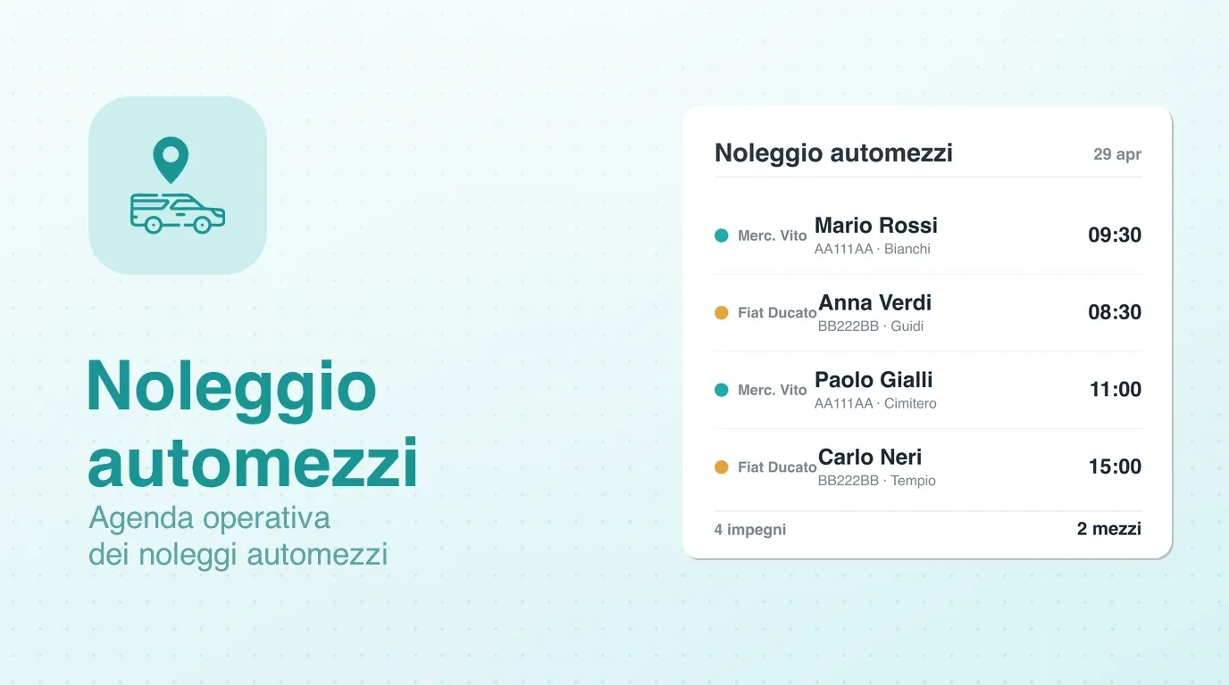 Widget Noleggio automezzi: mezzi a noleggio con periodo e stato