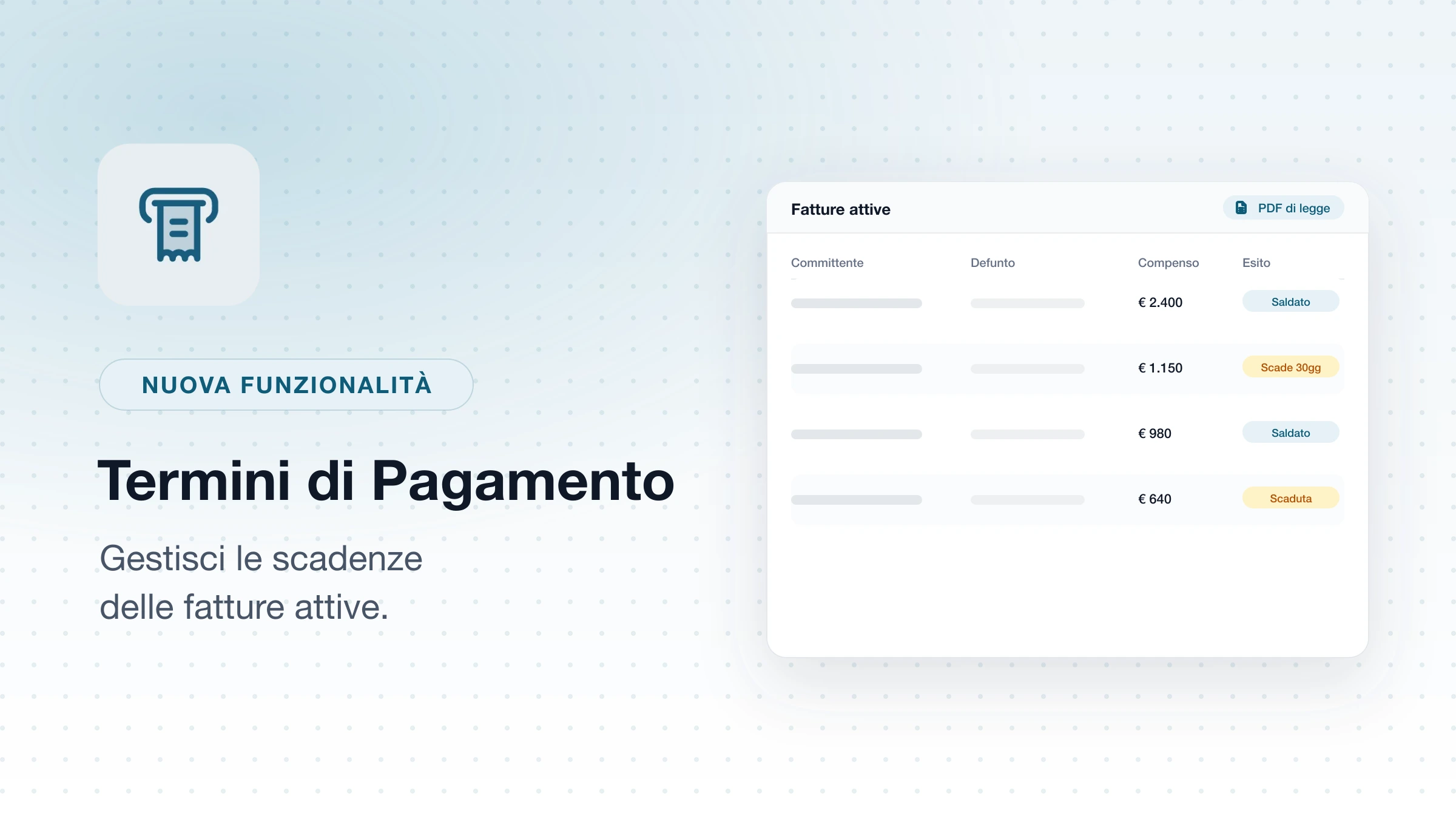 Aggiornamento Fatture Attive - Termini di pagamento