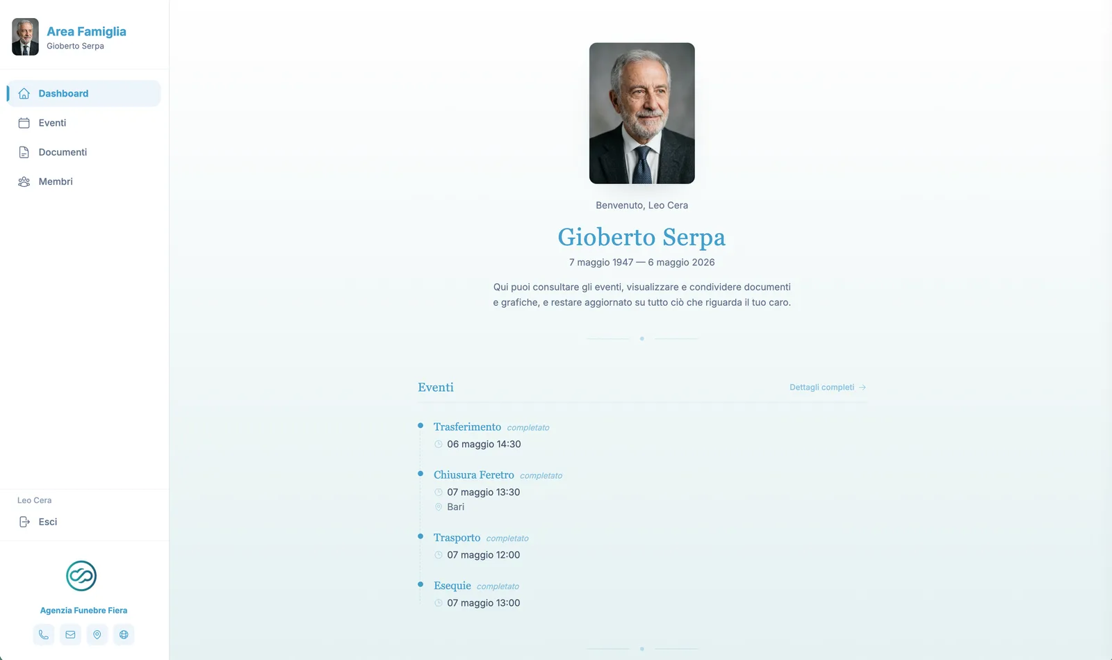 Area Famiglia, layout elegante con foto