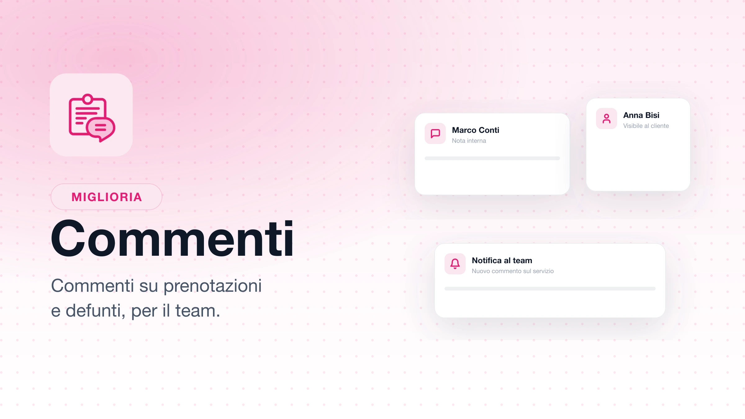 Nuova sezione Commenti per Prenotazioni e Defunti