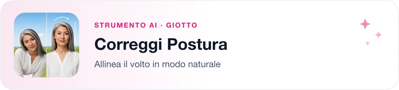 Strumento AI Correggi Postura di Giotto: allinea il volto in modo naturale